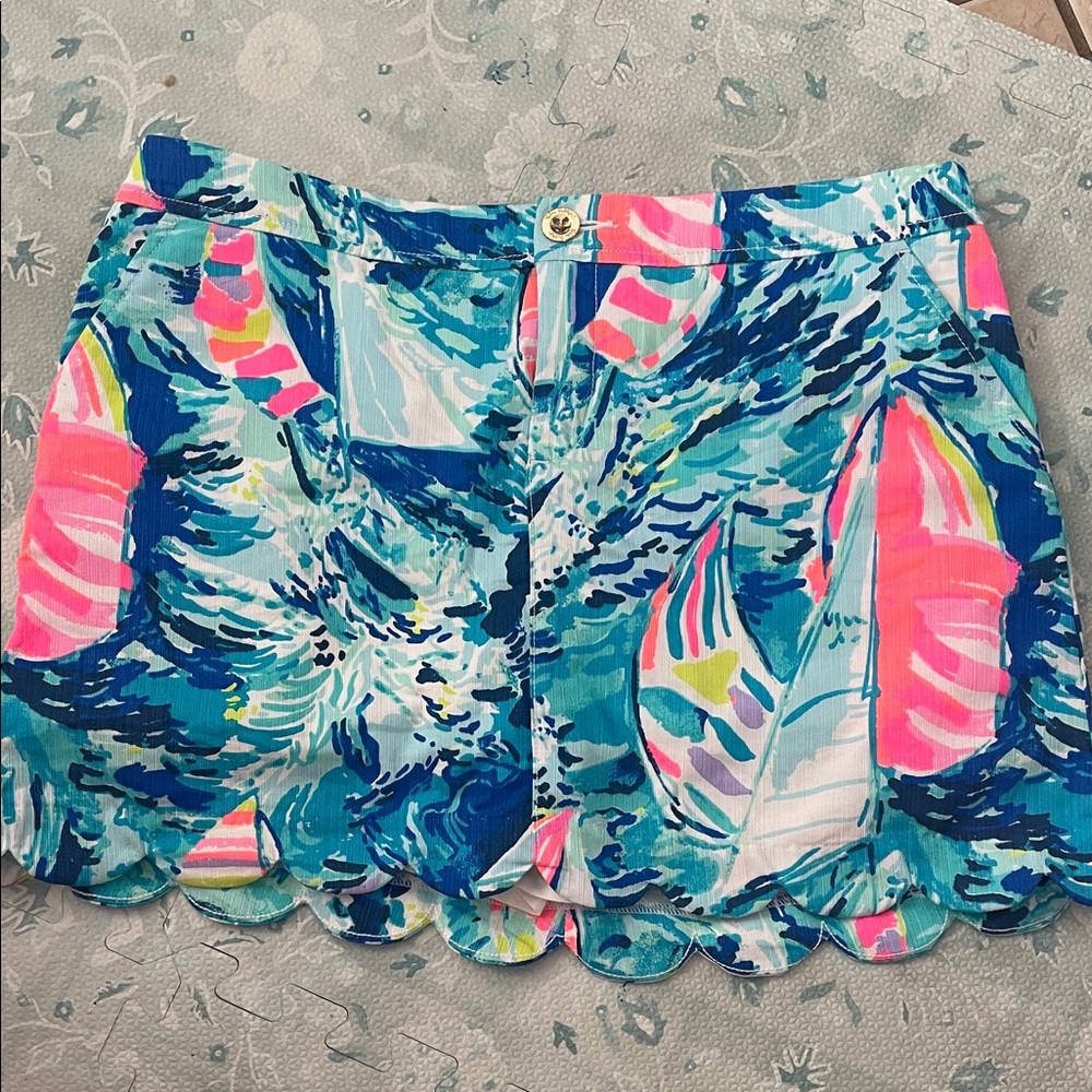 Lilly Pulitzer Vibrant High Waist Skort - Blue, Pink, Green